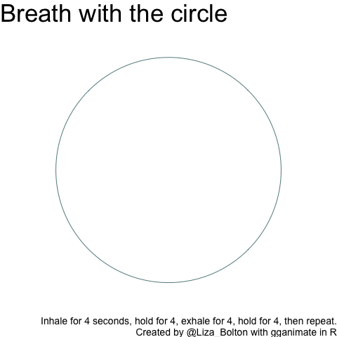 Expanding circle box breathing exercise, created by Prof. B with gganimate